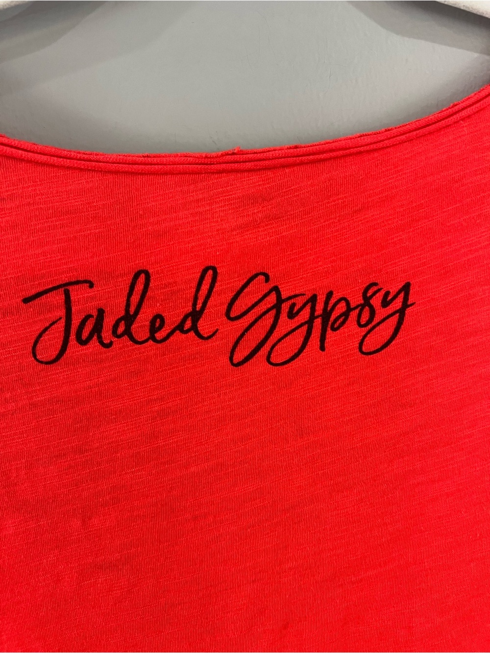Jaded Gypsy Red Rolling Stones Graphic Tee with distressing size S/M - Picture 4 of 6